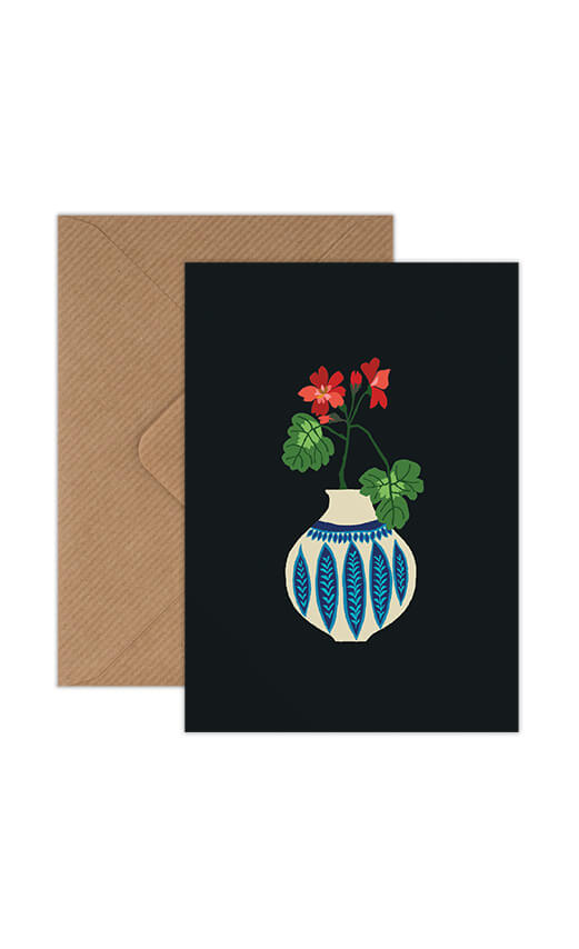 Geranium Vase Greetings Card