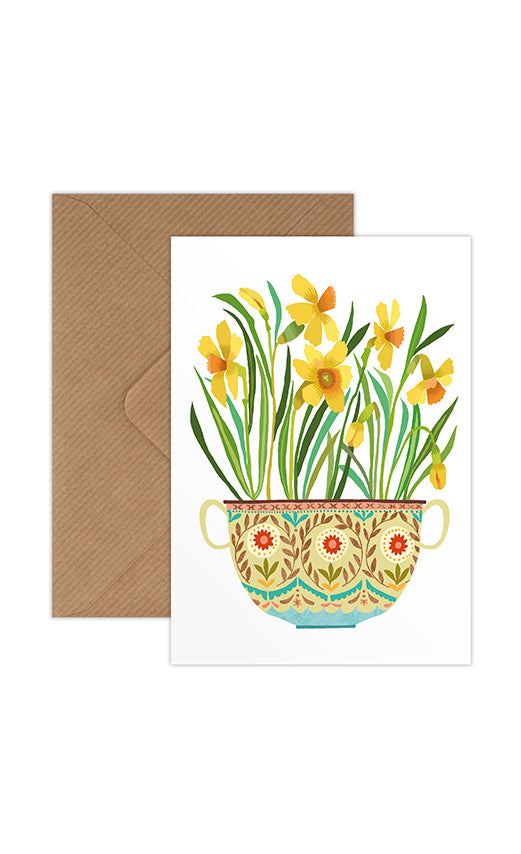 Daffodil Pot Greetings Card