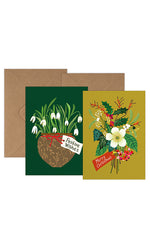 Christmas Greetings Card Pack - Snowdrop & Merry Christmas