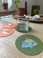 Drinks Coasters- reversible designs- Moth & Bee