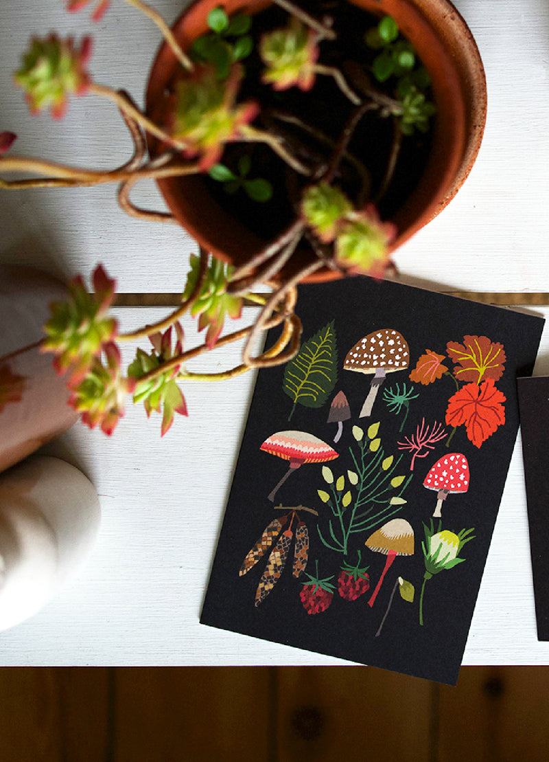 Mushrooms & Moss Greetings Card