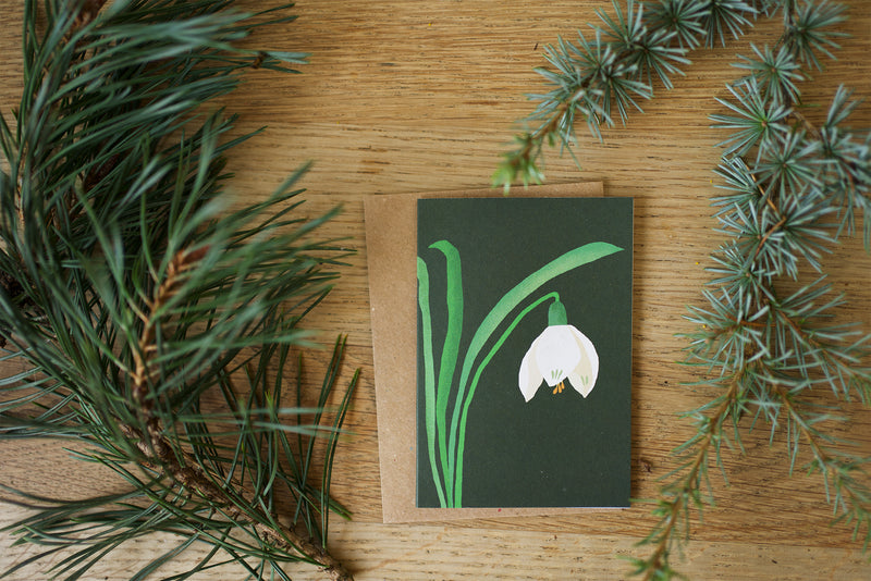 Single Snowdrop Mini Card