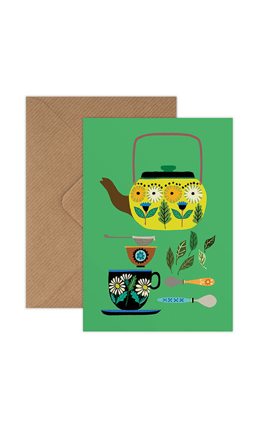 Retro Teapot Greetings Card