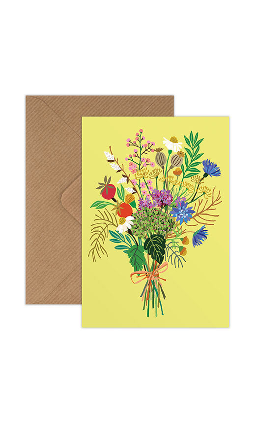 Wild Posy Greetings Card - Wholesale bundle of 6
